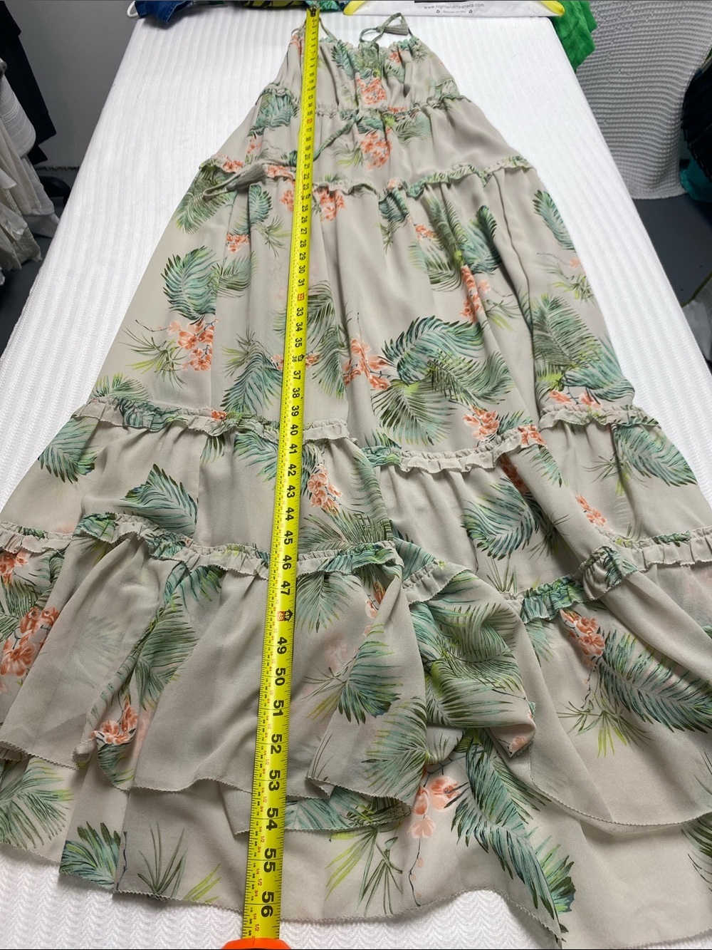 Floral Tiered Maxi Dress Romantic Resort Boho Tropical Flowy Island Chic Medium - Picture 14 of 14